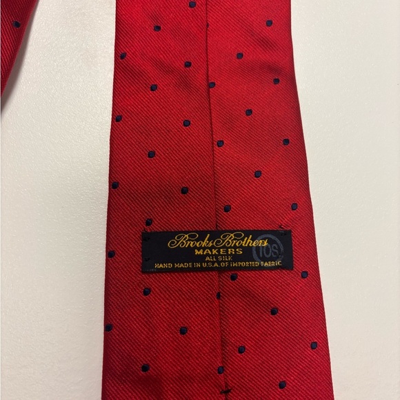 Brooks Brothers Red Silk Tie Navy Dots – USA Made (Factory Second) - Picture 3 of 4